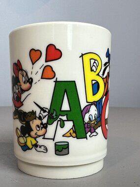 Walt Disney Mickey Mouse Donald Duck Child's Drinking Tumbler Vtg Minnie Pluto
